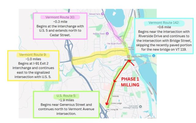 Phase 1 Milling map for Brattleboro